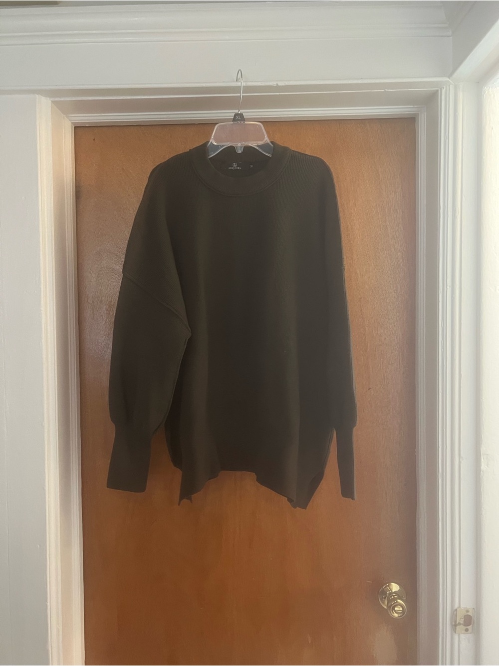 Lillusory Women’s Olive Relaxed Crewneck Long Sleeve Ribbed Sweater